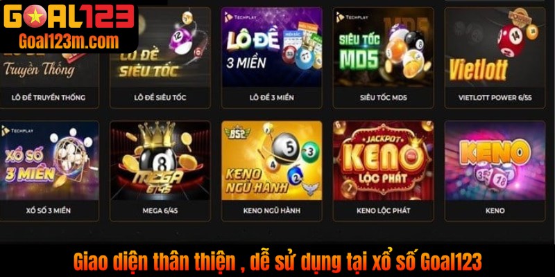 Giao diện xổ số goal123 dễ sử dụng